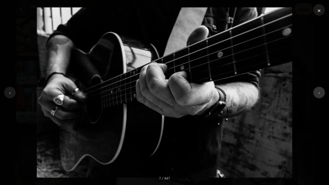 JW Cooper Photography: Black-and-white close-up of hands playing an acoustic guitar
