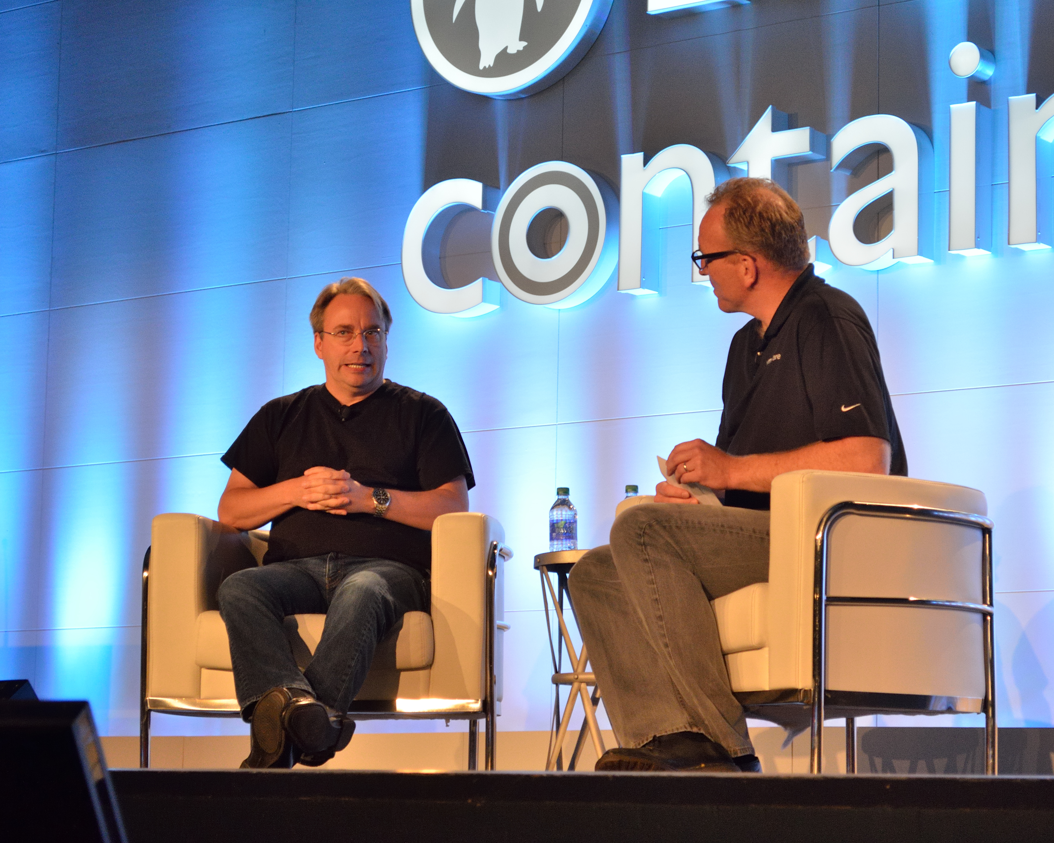 Linus Torvalds speaking at LinuxCon North America in 2016